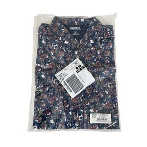 KingSize Men's Sz LT Large Tall Skull Print Short Sleeve Button Front Shirt  NWT